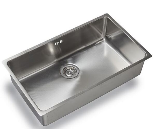 Évier de cuisine, 1 bac, inox satiné. - Gris / argent, Acier inoxydable