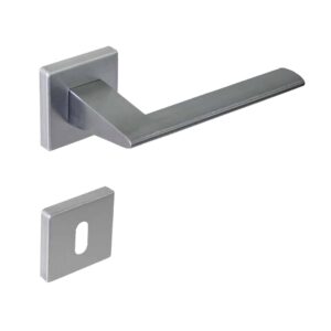 Poignée de porte intérieure (couple) en zamac finition chrome satiné – Gris / argent, Zamak
