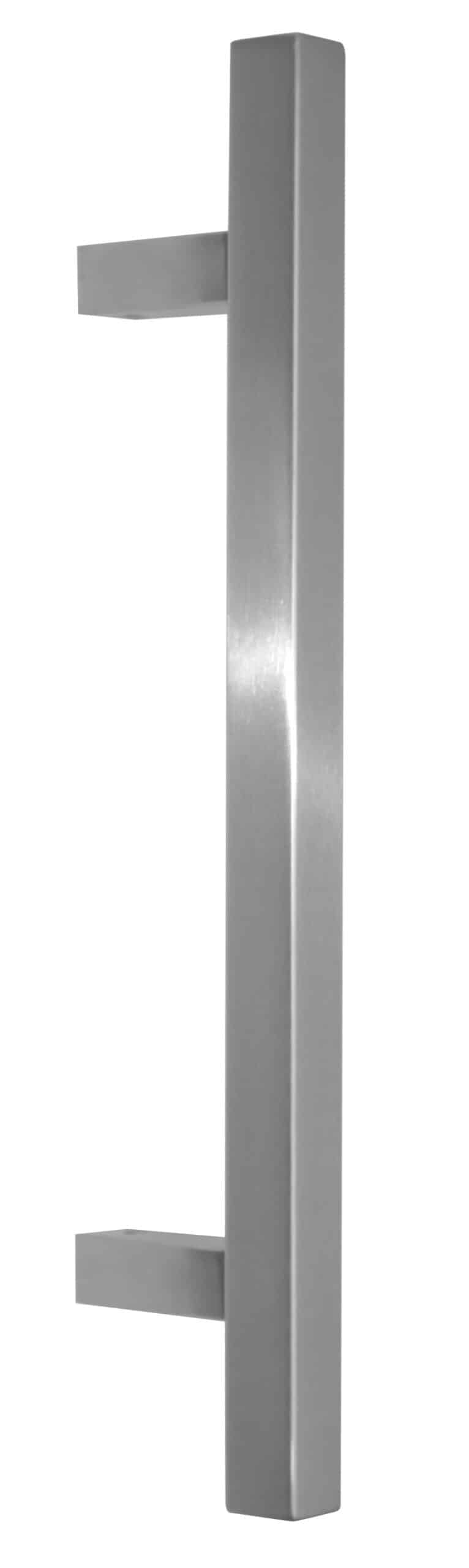 Poignée de tirage Carrée 25x25 mm - Entraxe=350 - S=80 - A=65 - L=500 mm - incliné 60° - INOX 304 poli - Gris / argent, Acier inoxydable