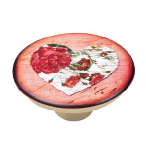 Bouton de meuble abs diamètre 50 mm sérigrafié cœur 3 lot de 36 piéces – Rose