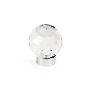 Bouton de meuble cristal diamètre 30 mm base chrome lot de 24 piéces – Incolore / transparent