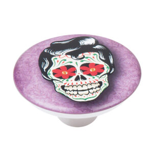 Bouton de meuble abs diamètre 50 mm sérigrafié tête de mort 2 lot de 36 piéces – Violet