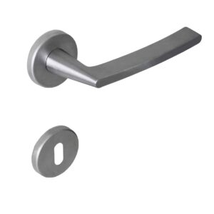 Poignée de porte intérieure (couple) en zamac finition chrome satiné – Gris / argent, Zamak