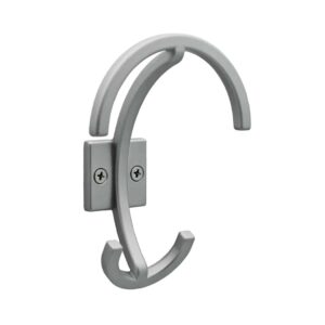 Patère en zamac, finition alumium HR, fixation a visser, h 139mm – Gris / argent, Zamak
