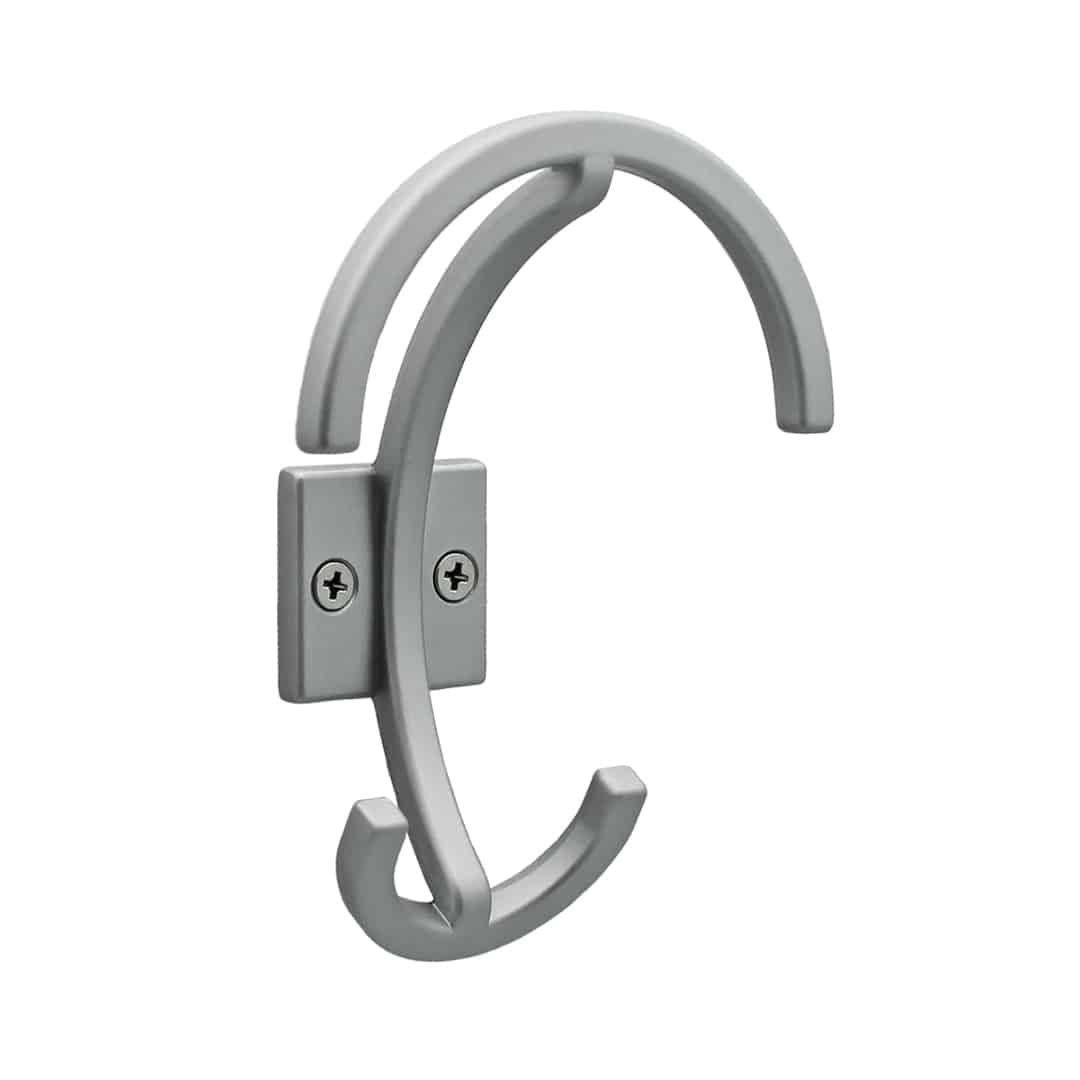 Patère en zamac, finition alumium HR, fixation a visser, h 139mm - Gris / argent, Zamak