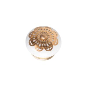 Bouton de meuble porcelaine diamètre 40 mm ceramique appliqué laiton lot de 24 piéces – Blanc