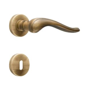 Poignée de porte intérieure (couple) en laiton finition bronze brossé mat – Orange / cuivré, Zamak