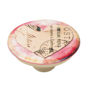 Bouton de meuble abs diamètre 50 mm sérigrafié coeur 6 lot de 36 piéces – Rose
