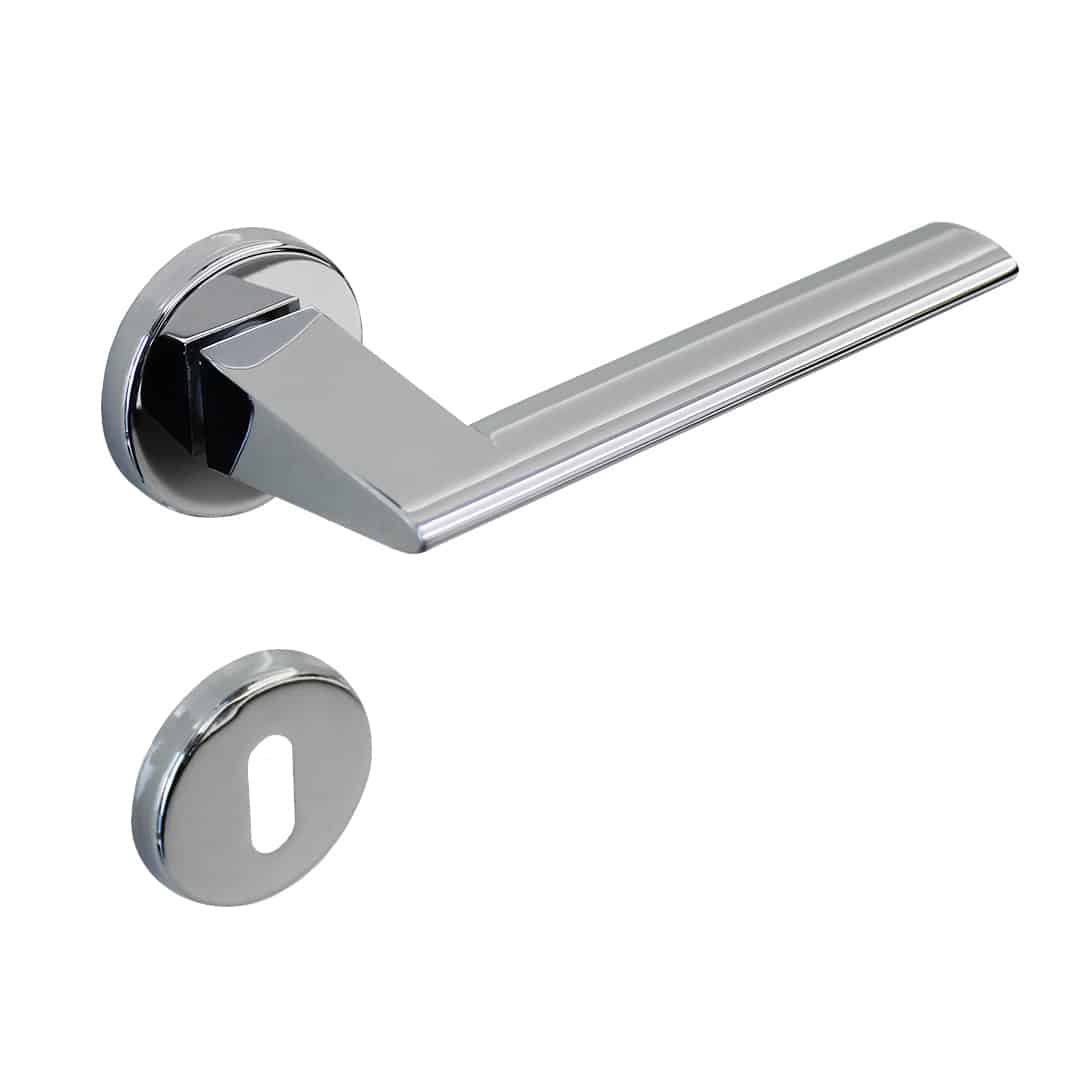 Poignée de porte intérieure (couple) en zamac finition chrome brillant - Gris / argent, Zamak