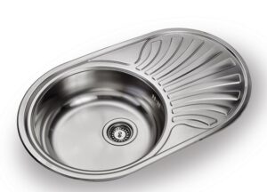 Évier de cuisine, 1 bac plus 1 égouttoir, inox satiné. – Gris / argent, Acier inoxydable