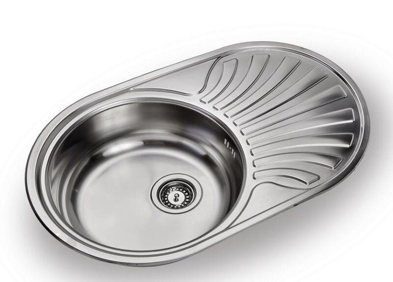 Évier de cuisine, 1 bac plus 1 égouttoir, inox satiné. - Gris / argent, Acier inoxydable