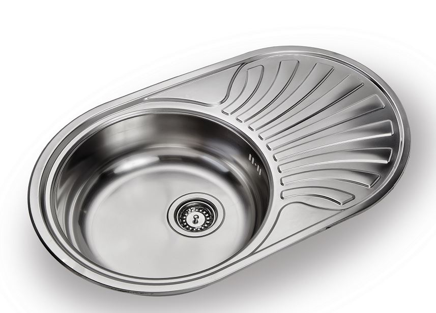 Évier de cuisine, 1 bac plus 1 égouttoir, inox satiné. - Gris / argent, Acier inoxydable
