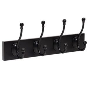 Porte manteau 4 crochets bois noirs lot de 3 piéces – Zamak