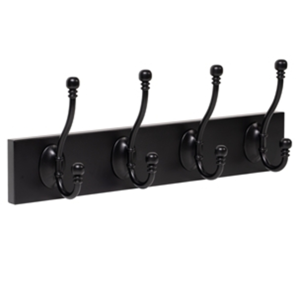 Porte manteau 4 crochets bois noirs lot de 3 piéces