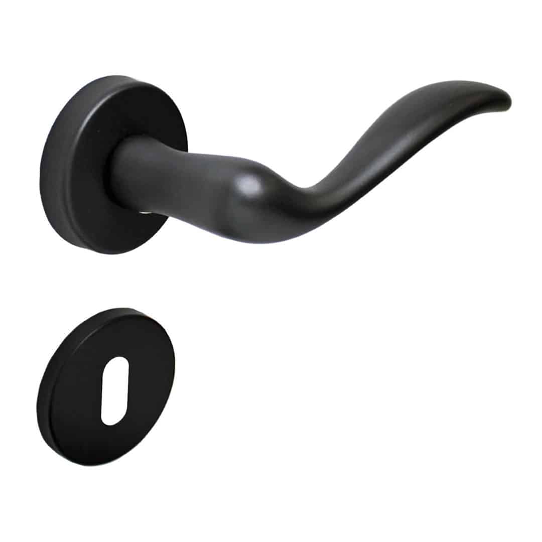 Poignée de porte intérieure (couple) en laiton finition HR bronze noir