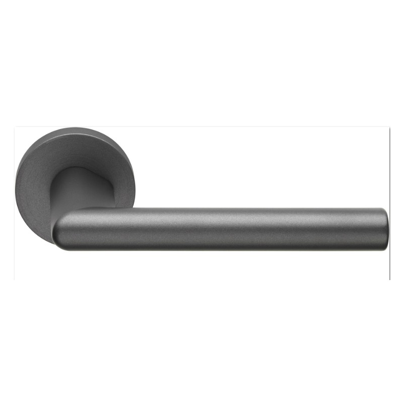 2 Poignée rosace carrée, Système de montage ultrarapide Click Clack , gris anthracite, garantie 5 ans, pour porte intérieure sans clé. - Gris / argent, Zamak