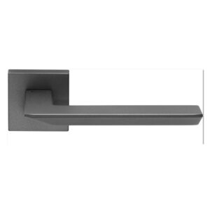 2 Poignée rosace carrée, Système de montage ultrarapide Click Clack, gris anthracite, Garantie 5 ans, pour porte intérieure sans clé. – Gris / argent, Zamak
