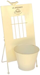 Jardinière métal beige « Le Jardinier », a poser H 37cm,