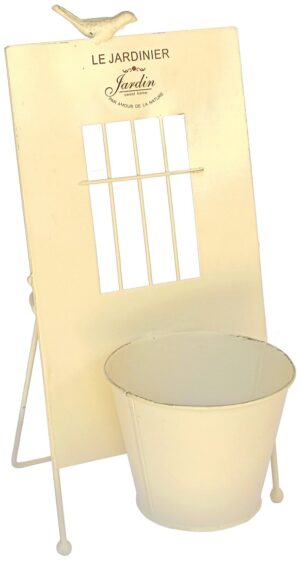Jardinière métal beige "Le Jardinier", a poser H 37cm,