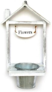 Jardinière en bois, avec Pot en metal – Blanc