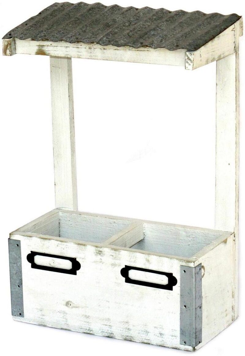 Jardinière double pot en bois - Blanc