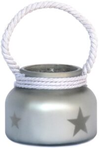 Bougeoir en verre argenté, H 9,5cm – Gris / argent, Cristal