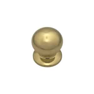 Bouton fixe, de tirage de porte, D:70 mm, en Laiton, Laiton revêtu de PVD, avec système de fixation – Jaune / doré