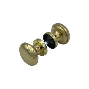 Poignée bouton de Porte en Aluminium Ø60 mm – couple complet – Laiton poli- lot de 6 Bouton – Jaune / doré