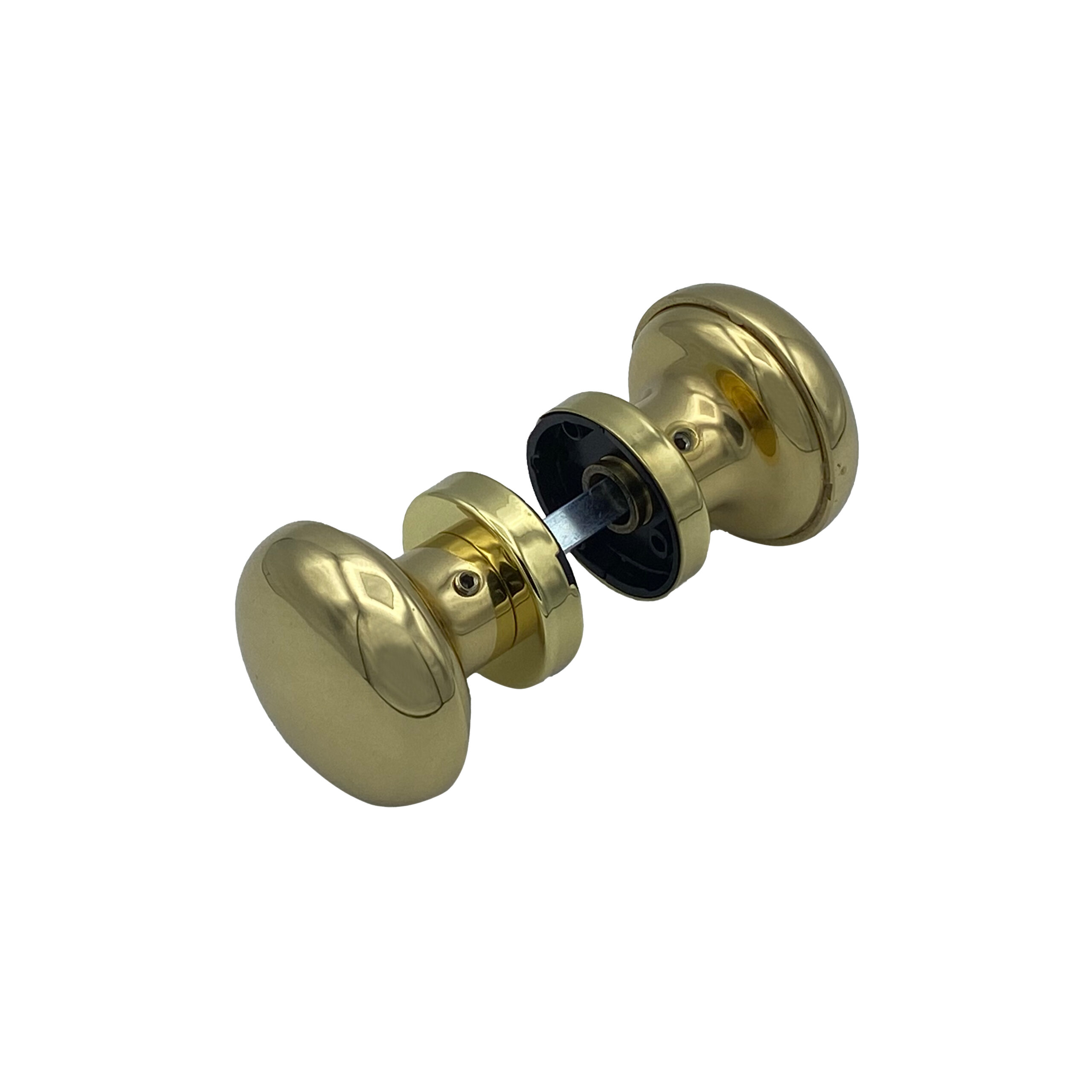 Poignée bouton de Porte en Aluminium Ø60 mm - couple complet - Laiton poli- lot de 6 Bouton - Jaune / doré