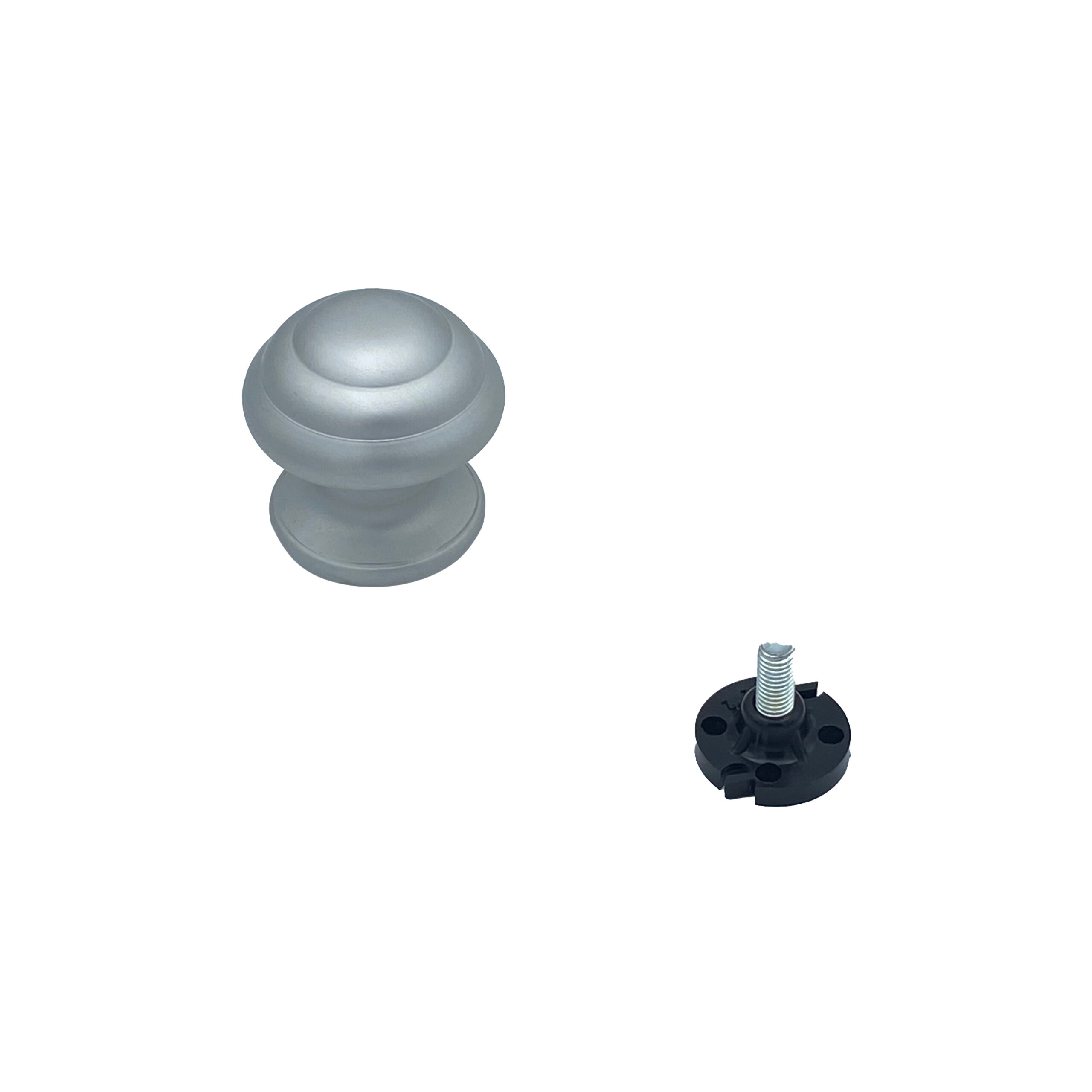 Bouton tirant de porte fixe Ø60 mm en aluminium Gris argent - breveté - Gris / argent – Image 2