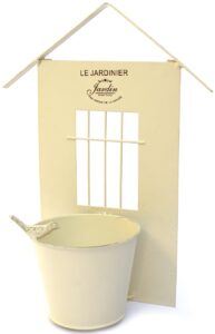 Jardinière métal beige « Le Jardinier », a suspendre H 38cm,