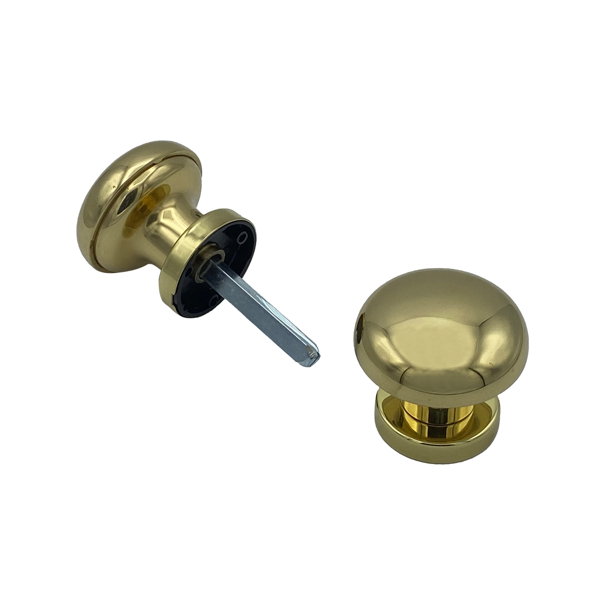 Poignée bouton de Porte en Aluminium Ø60 mm - couple complet - Laiton poli- lot de 6 Bouton - Jaune / doré - Imagen 2