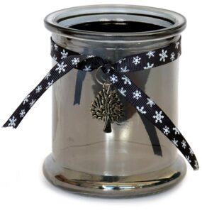 Bougeoir en verre gris, avec ruban de tissu, D 8,5 cm – Incolore / transparent, Cristal