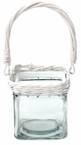 Bougeoir avec ance en verre et osier – Incolore / transparent, Cristal