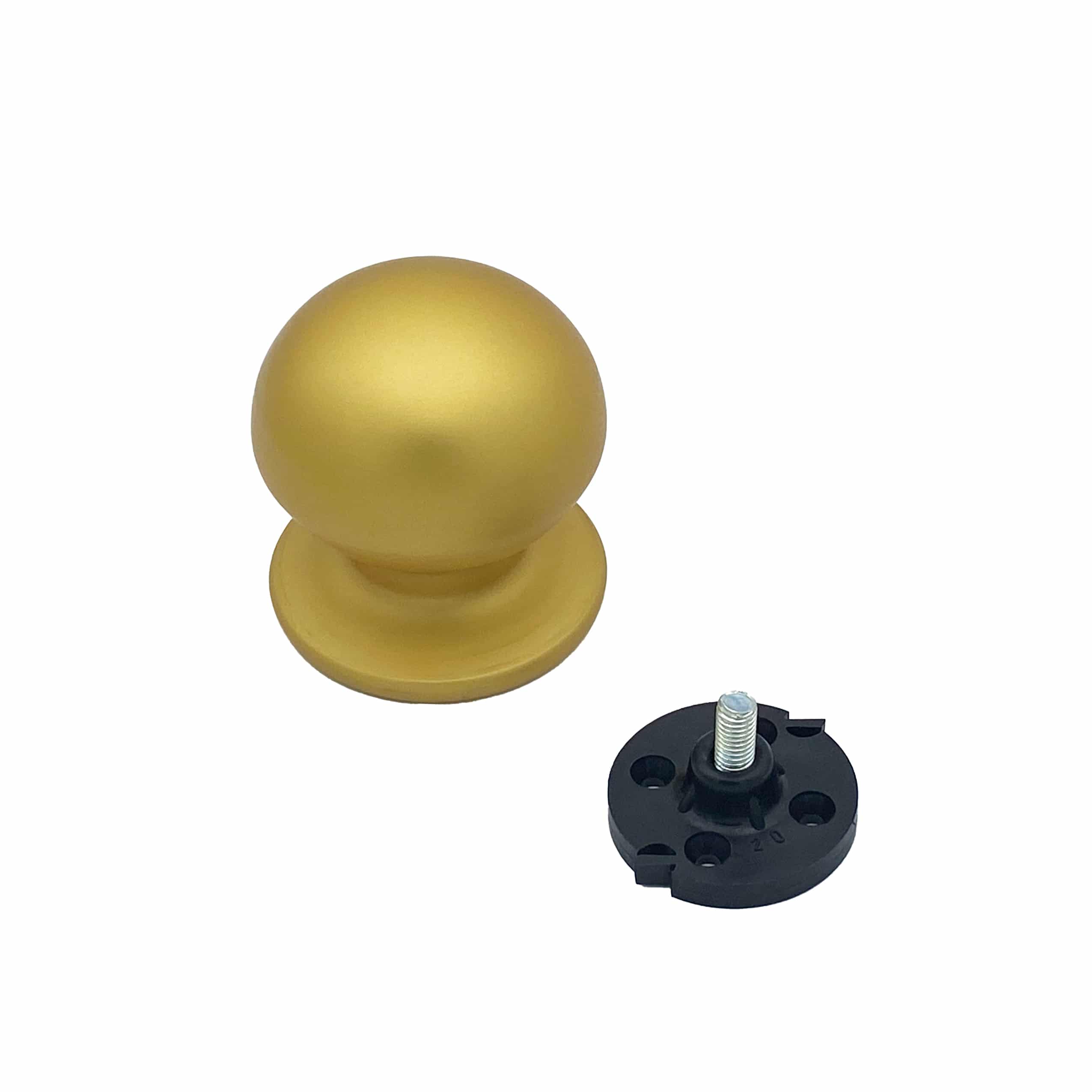 Bouton tirant de porte fixe Ø70 mm en aluminium Or satiné - breveté - Jaune / doré – Image 2