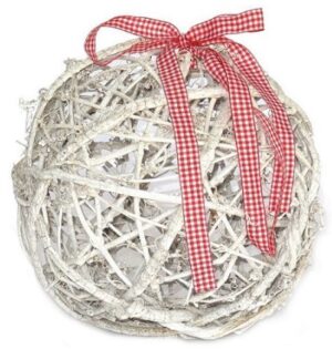 Boule en fibre naturelle avec ruban diamètre 25 cm lot de 4