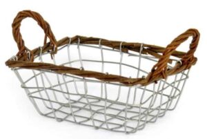 Support en osier et fer 21/26×15 x h8cm lot de 2