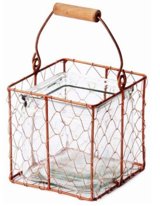 Porte bougie en cuivre 11,5x11,5x hauteur 11 cm avec 1 récipient 9,8x9,8 x hauteur 9,8cm