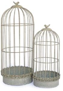2 cages 26×26 x h62cm et 32×32 x h82cm en métal gris