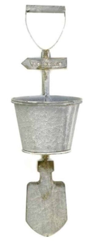 Jardinière a suspendre en métal gris 12x13 x h40cm