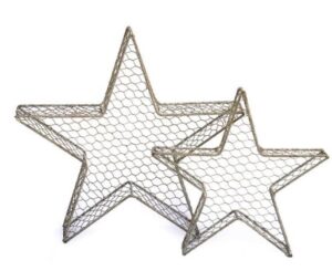2 Etoiles en fil de fer 30×6 x h29cm plus 40×8 x h38cm beige