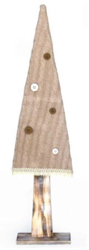 Sapin en fibre naturelle et laine avec boutons 17x5 x h70cm lot de 4