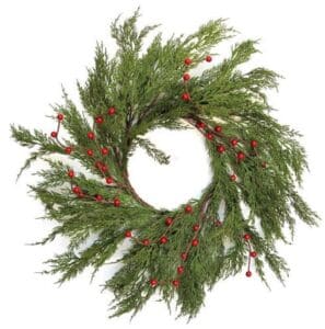 Couronne en cyprés synthétique diamètre 55cm avec baies de haute qualité