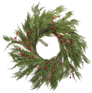 Couronne en cyprés synthétique diamètre 55cm avec baies de haute qualité
