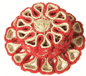 Dessous de plat en sisal rouge 6 pieces 11 cm et 1 piece 16 cm lot 2