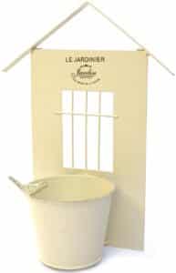 Jardinière métal beige « Le Jardinier », a suspendre H 38cm,