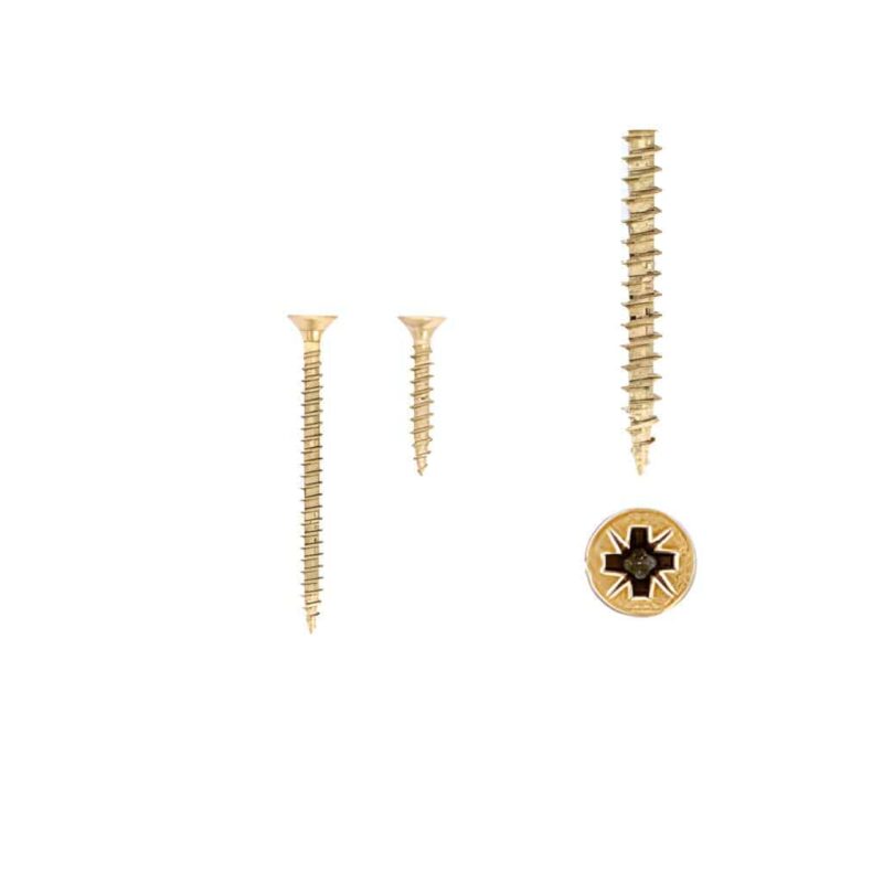 1 kit composés de  2 vis 4x25 mm + 2 vis 4x50 mm Patine royale en or ivoire Lot de 25