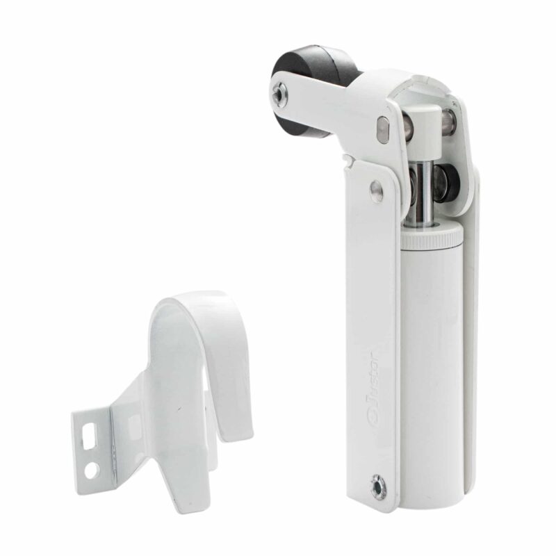 Frein de rétention force 60 N en aluminium anodisé blanc pour porte jusqu’à 40 KG