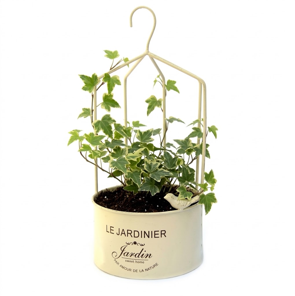 Jardinière suspendue en métal, D 20cm - Blanc – Image 2
