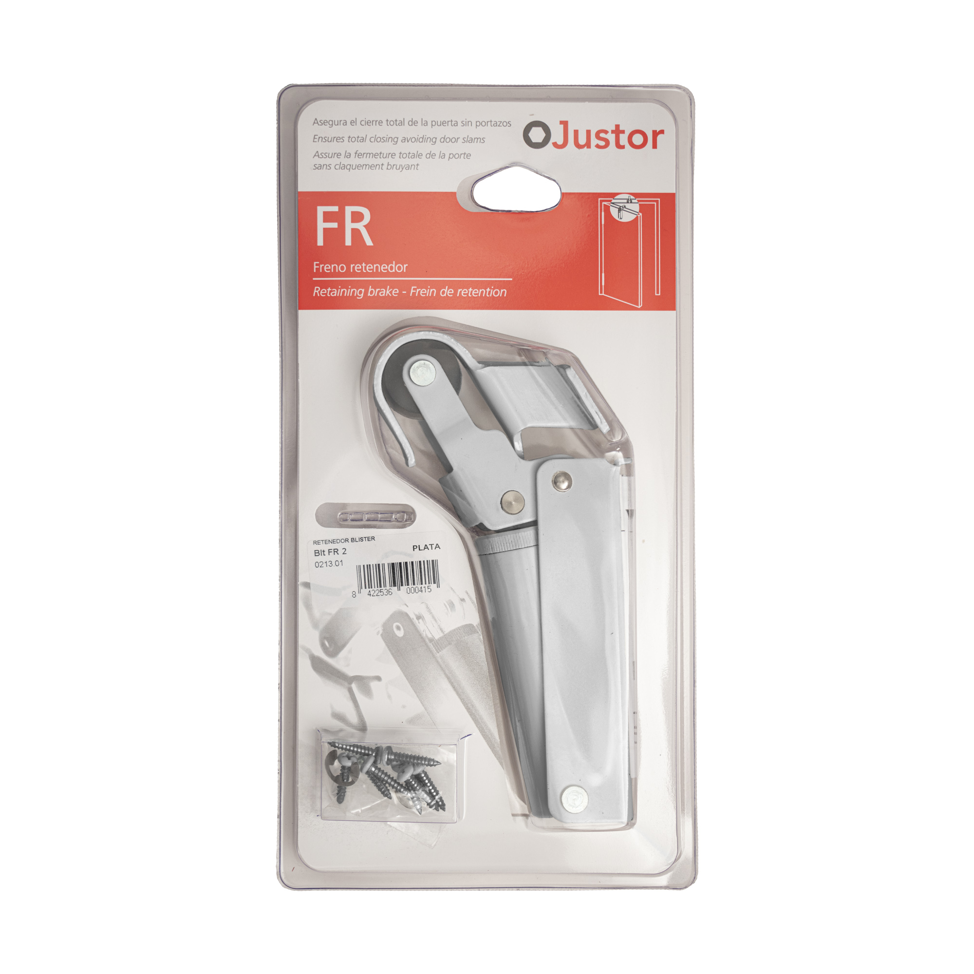 Frein de rétention force 80 N en aluminium anodisé argent, pour porte jusqu’à 80 KG. - Gris / argent - Imagen 4